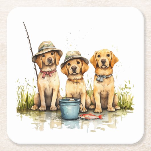 Labrador Retriever Dogs Gevist Kartonnen Onderzetters (Voorkant)