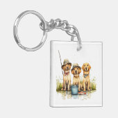 Labrador Retriever Dogs Gevist Sleutelhanger (Voorkant Links)