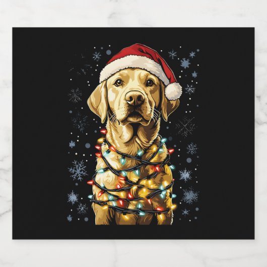 Labrador Retriever Dogs Tree Christmas Sweater Xma Sparkling Wijnetiket (Enkel label)
