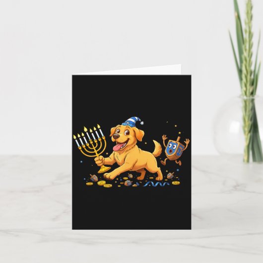 Labrador Retriever Dreidel Menorah Hanukkah Kids W Kaart (Voorkant)