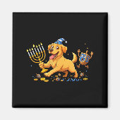 Labrador Retriever Dreidel Menorah Hanukkah Kids W Magneet (Voorkant)