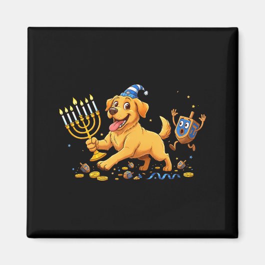 Labrador Retriever Dreidel Menorah Hanukkah Kids W Magneet (Voorkant)