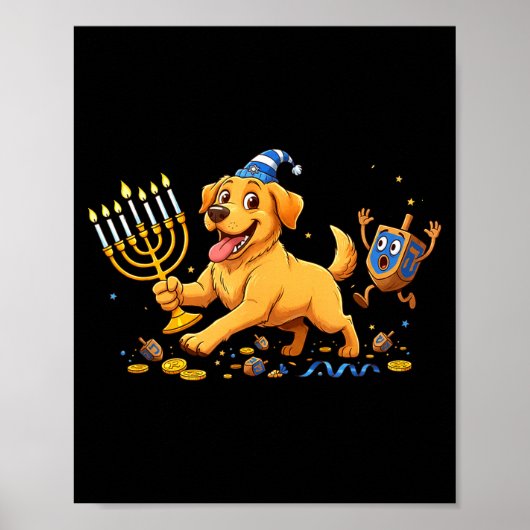 Labrador Retriever Dreidel Menorah Hanukkah Kids W Poster (Voorkant)