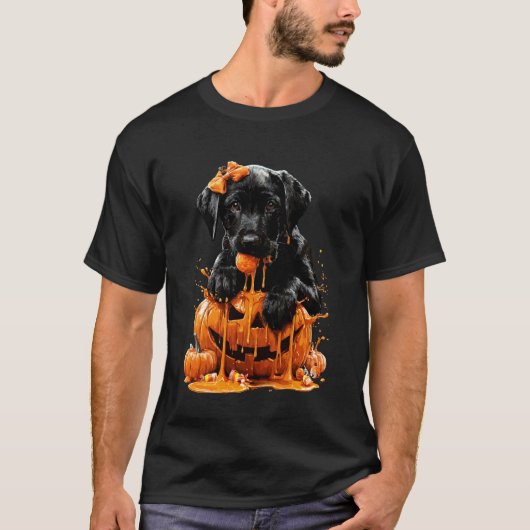 Labrador Retriever Druppelende Pompoen Candy Corn T-shirt (Voorkant)