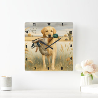 Labrador Retriever Duck Hunting Vierkante Klok
