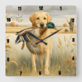 Labrador Retriever Duck Hunting Vierkante Klok (Voorkant)