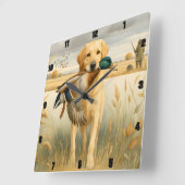 Labrador Retriever Duck Hunting Vierkante Klok (Hoek)