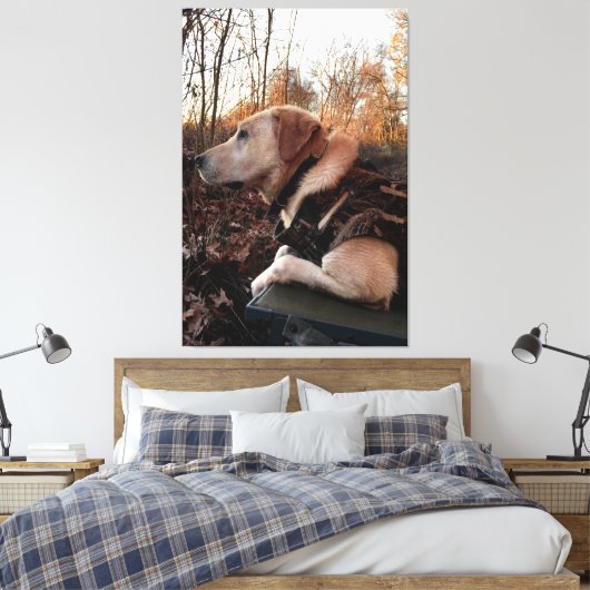 Labrador Retriever Duck Missile op de lanceringspa Canvas Afdruk (Insitu (Slaapkamer))