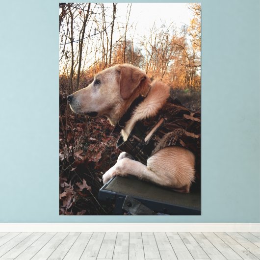 Labrador Retriever Duck Missile op de lanceringspa Canvas Afdruk (Insitu (Houten vloer))