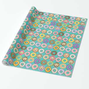 Labrador Retriever en Donuts Wrapping Paper Cadeaupapier