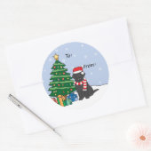 Labrador Retriever en Kerstboom Ronde Sticker (Envelop)