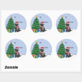 Labrador Retriever en Kerstboom Ronde Sticker (Vel)