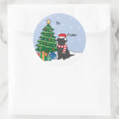Labrador Retriever en Kerstboom Ronde Sticker (Tas)