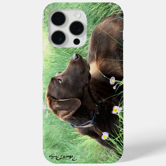 Labrador Retriever en paarse bloemen Case-Mate iPhone Case (Achterkant)