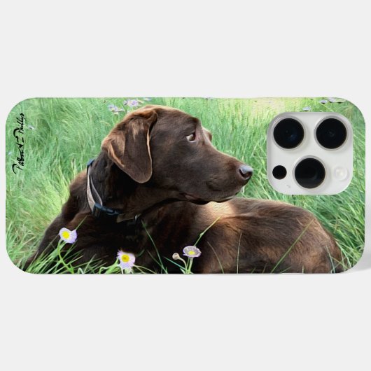Labrador Retriever en paarse bloemen Case-Mate iPhone Case (Achterkant (horizontaal))