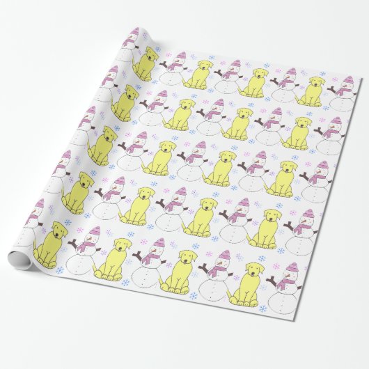 Labrador Retriever en Snowman Cadeaupapier (Uitgerold)