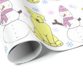 Labrador Retriever en Snowman Cadeaupapier (Rol Hoek)
