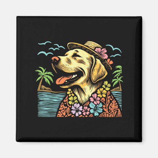 Labrador Retriever Floral Trocal Summer Vibes Hawa Magneet (Voorkant)