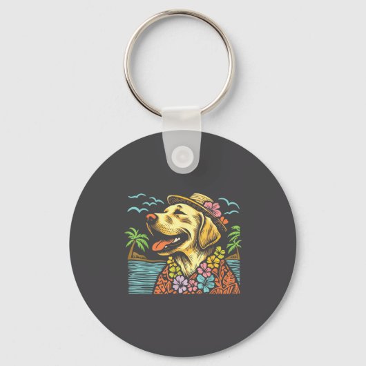 Labrador Retriever Floral Trocal Summer Vibes Hawa Sleutelhanger (Voorkant)