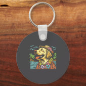 Labrador Retriever Floral Trocal Summer Vibes Hawa Sleutelhanger (Voorkant)
