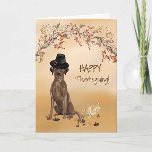 Labrador Retriever Funny Pilgrim Pet Thanksgiving Kaart (Voorkant)