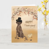 Labrador Retriever Funny Pilgrim Pet Thanksgiving Kaart (Gele Bloem)