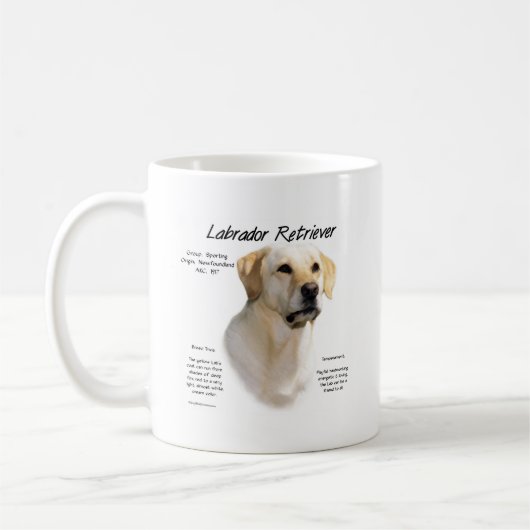 Labrador Retriever (geel) Geschiedenis Ontwerp Koffiemok (Links)
