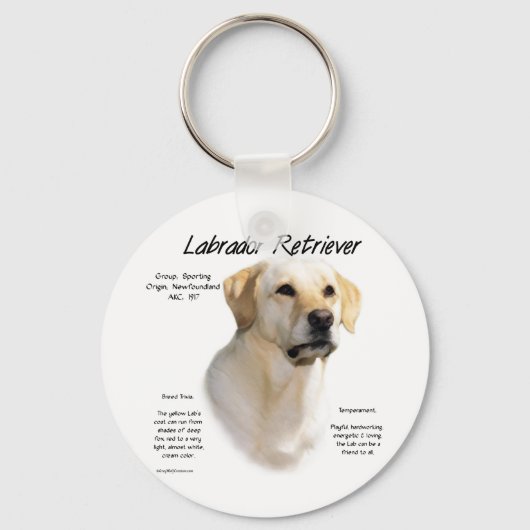Labrador Retriever (geel) Geschiedenis Ontwerp Sleutelhanger (Voorkant)