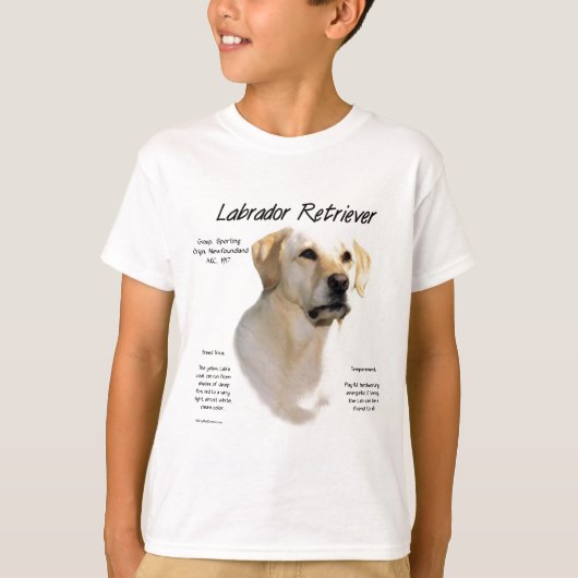 Labrador Retriever (geel) Geschiedenis Ontwerp T-shirt (Voorkant)
