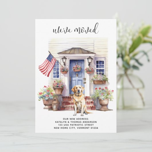 Labrador Retriever Geel Hond Patriottisch Huisdier Aankondiging (Staand voorkant)