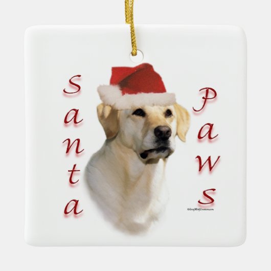 Labrador Retriever (geel) Santa Paws Keramisch Ornament (Voorkant)