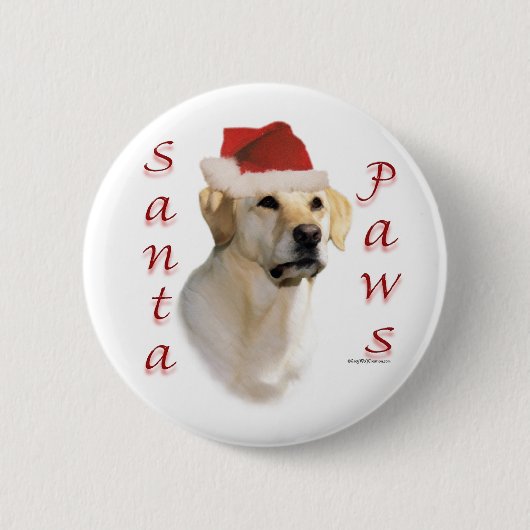 Labrador Retriever (geel) Santa Paws Ronde Button 5,7 Cm (Voorkant)