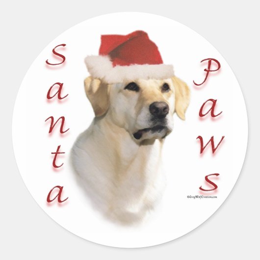 Labrador Retriever (geel) Santa Paws Ronde Sticker (Voorkant)