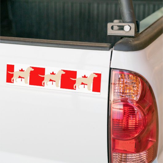Labrador Retriever geel silhouet op vlag Bumpersticker (Op Truck)