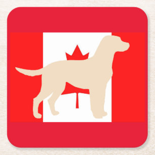 Labrador Retriever geel silhouet op vlag Kartonnen Onderzetters