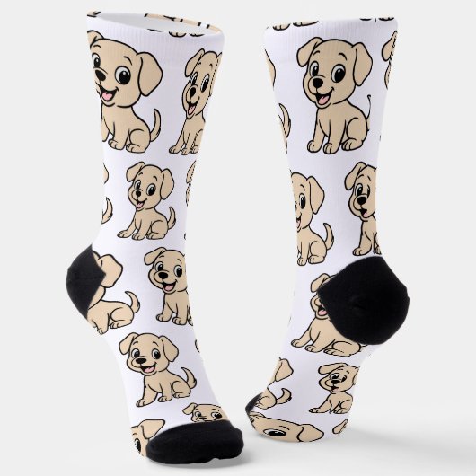 Labrador Retriever Gele Cartoon Zittend Sokken (Gebogen)