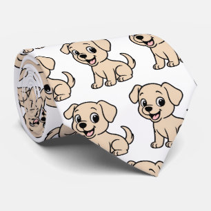 Labrador Retriever Gele Cartoon Zittend Stropdas