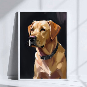 Labrador Retriever   Gele Lab Hond Schilderij Poster