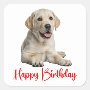 Labrador Retriever Gele Lab Puppy Hond Verjaardag Vierkante Sticker