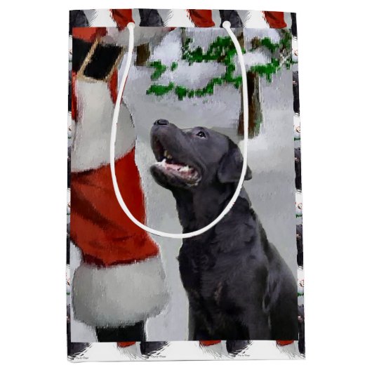Labrador Retriever Geloof Kerstmis Medium Cadeauzakje (Voorkant)