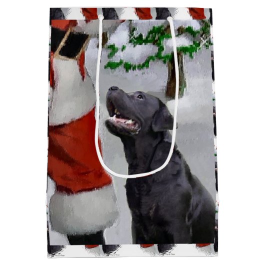 Labrador Retriever Geloof Kerstmis Medium Cadeauzakje (Achterkant)