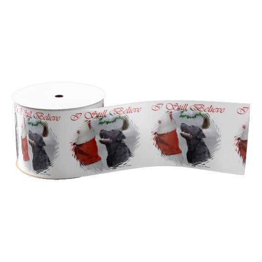 Labrador Retriever Gelooft Kerstmis Grosgrain Lint (Spoel)