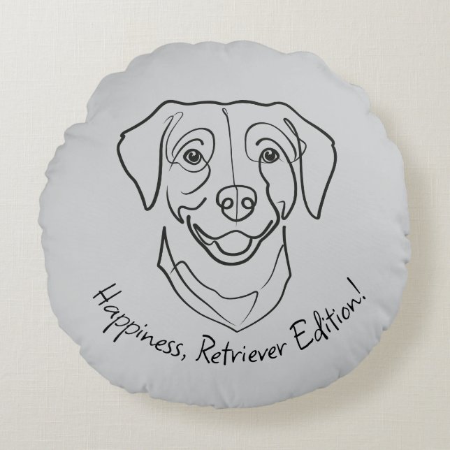 Labrador Retriever. Geluk, Retriever-editie! Rond Kussen (Voorkant)