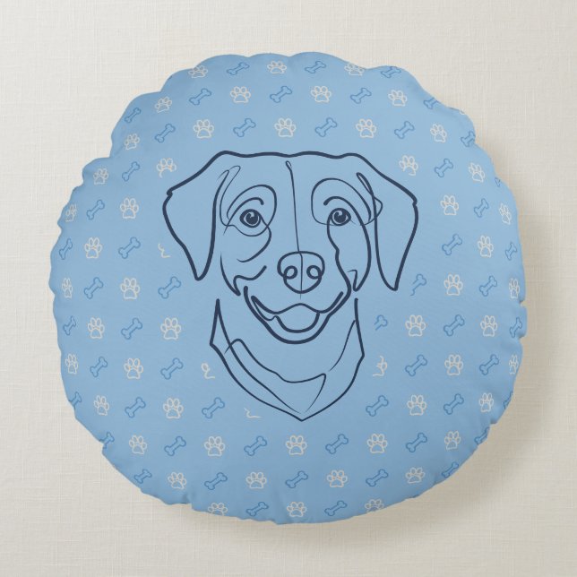 Labrador Retriever. Gelukseditie! Rond Kussen (Voorkant)