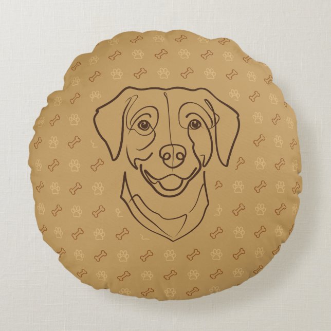 Labrador Retriever. Gelukseditie! Rond Kussen (Voorkant)