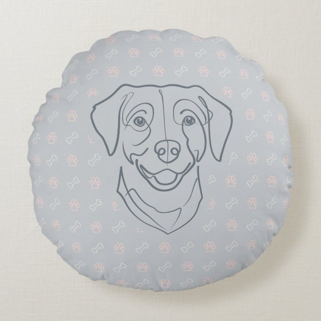 Labrador Retriever. Gelukseditie! Rond Kussen (Voorkant)