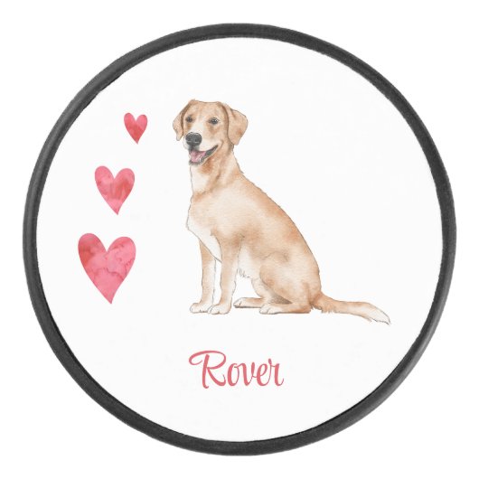 Labrador Retriever gepersonaliseerde hond Hockey Puck (Voorkant)