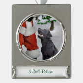 Labrador Retriever Gepersonaliseerde Kerstmis Verzilverd Banner Ornament (Voorkant)