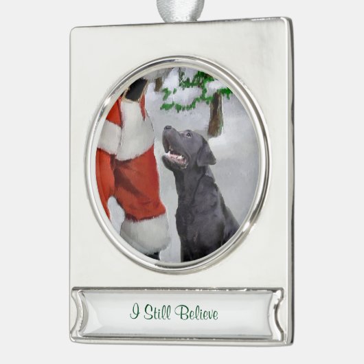 Labrador Retriever Gepersonaliseerde Kerstmis Verzilverd Banner Ornament (Links)