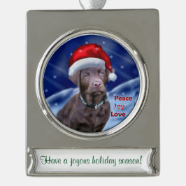 Labrador Retriever Gepersonaliseerde Kerstmis Verzilverd Banner Ornament